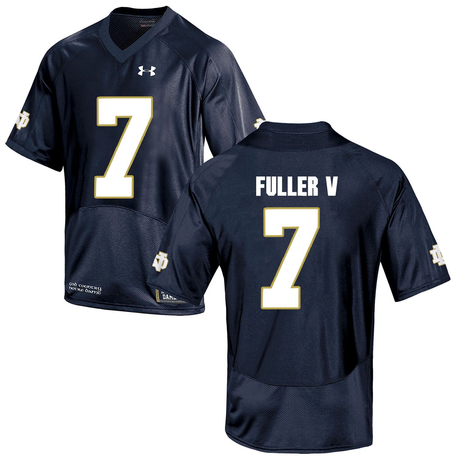 Men Norte Dame Fighting Irish #7 Fuller v Navy Blue Customized NCAA Jerseys